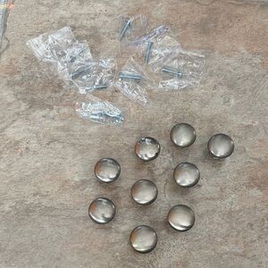 Set of 9 Brushed Chrome Cabinet Knobs and Screws